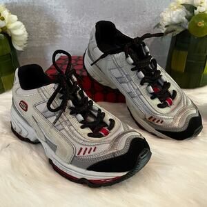 NEW Skechers Sport Retro Grey Red Running Shoes Sneakers Sporty Y2K Size 5.5 N…